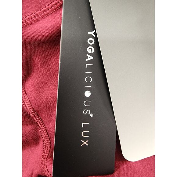 NEW Yogalicious Lux High Rise Ankle Leggings Size S Red Burnt Cranberry Stretch - Picture 4 of 12
